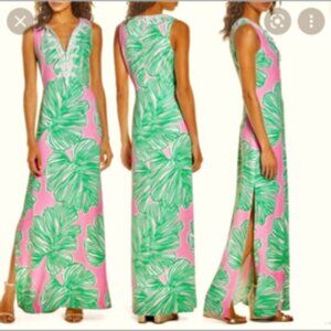 Lilly Pulitzer Carlotta Maxi Dress Mandevilla Baby Who Let The Fronds Out 10